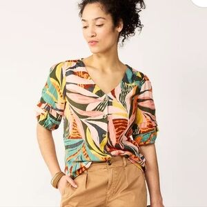 Sonoma Goods For Life Pleated Elbow-Sleeve Blouse